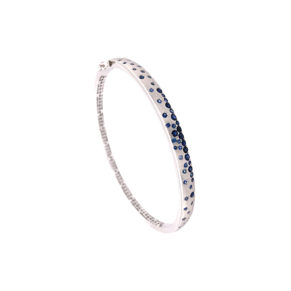 14 Karat White Gold Blue sapphire Confetti Bangle