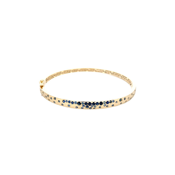 18 Karat Yellow Gold Narrow Confetti Band With Blue Sapphires