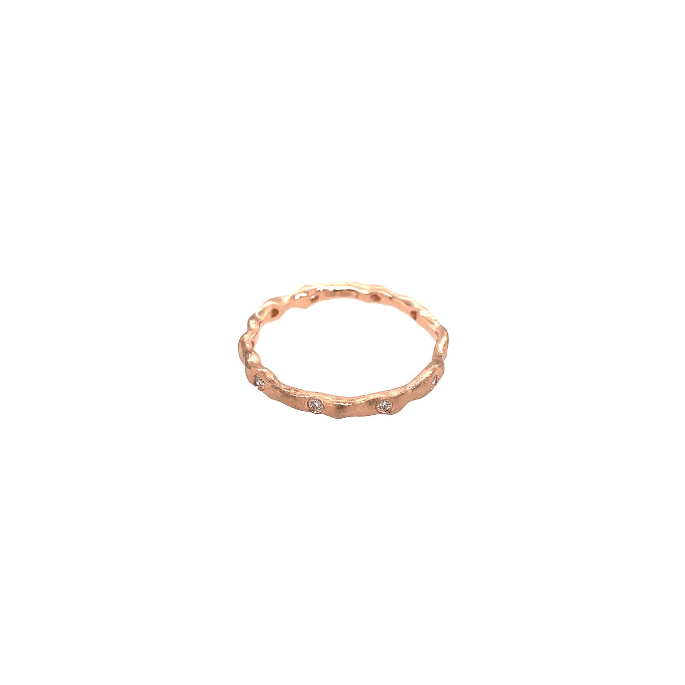 14 Karat Rosé Gold Wavy Band with Diamonds