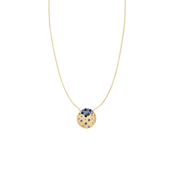 14 Karat yellow gold Confetti necklace with blue sapphires