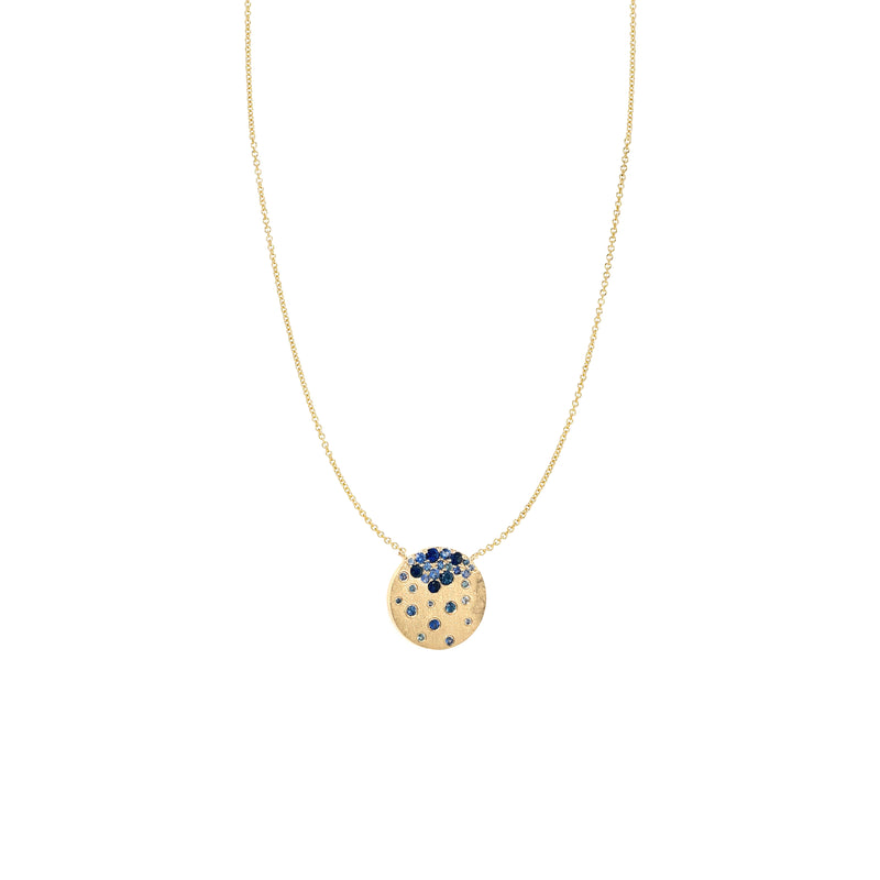 14 Karat yellow gold Confetti necklace with blue sapphires