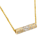 14 Karat Yellow Gold Confetti Barrel Necklace With Diamonds
