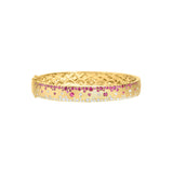 14 Karat Yellow Gold Confetti bangle with rubies and diamonds