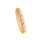14 Karat Yellow Gold Confetti bangle with rubies and diamonds
