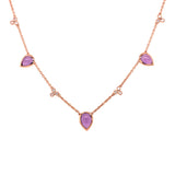 14 Karat Rose Gold Necklace With Pear Shaped Cabochon Amethysts