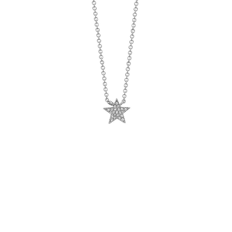 14 Karat White Gold Star Necklace with Diamonds
