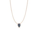 14 Karat Rose Gold Halo Necklace With A Black Opal Doublet And Diamonds