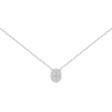 18 Karat White Gold Halo Cluster Necklace With Diamonds