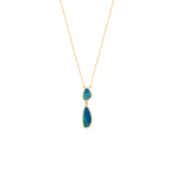 14 Karat Yellow Gold Black Opal double drop necklace