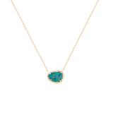 14 Karat Yellow Gold Halo Necklace With A Black Opal Doublet