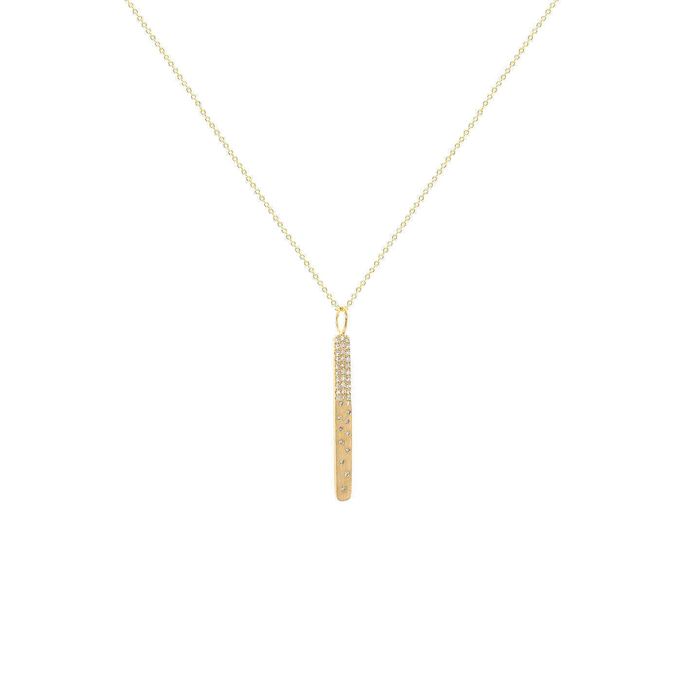 14 Karat Yellow Gold Confetti Bar Necklace With Diamonds
