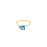 14 Karat Yellow Gold Toi Et Moi Ring With blue topaz and diamonds