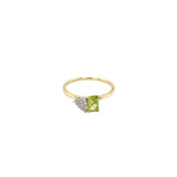 4 Karat Yellow Gold Toi Et Moi Peridot and Diamond ring