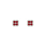 14 Karat White Gold Clover Halo Earrings