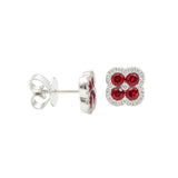 14 Karat White Gold Clover Halo Earrings