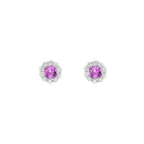 14 Karat White Gold Halo Earrings With Emeralds And Diamonds