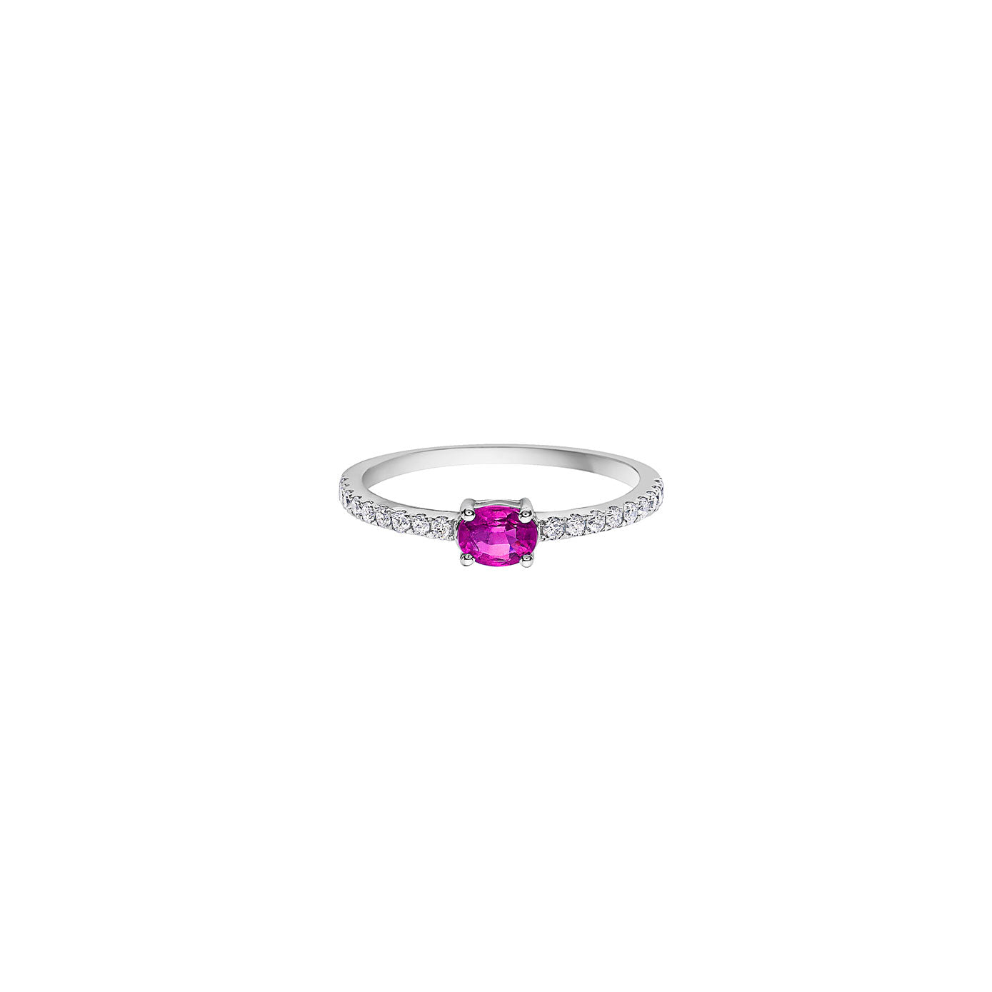 14 Karat White Gold Gemstone Band With Pink Sapphire And Diamonds
