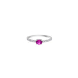 14 Karat White Gold Gemstone Band With Pink Sapphire And Diamonds