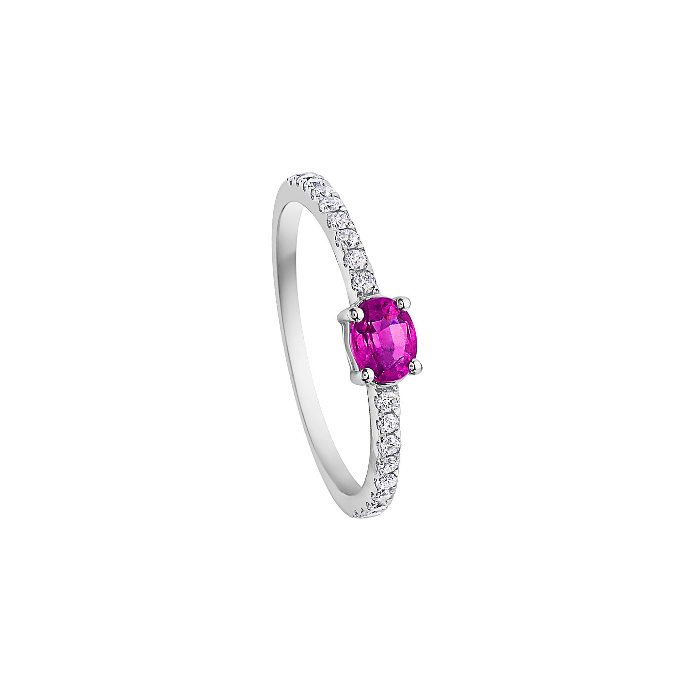14 Karat White Gold Gemstone Band With Pink Sapphire And Diamonds
