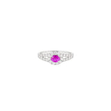 14 Karat White Gold Halo Ring With Pink Sapphire And Diamonds