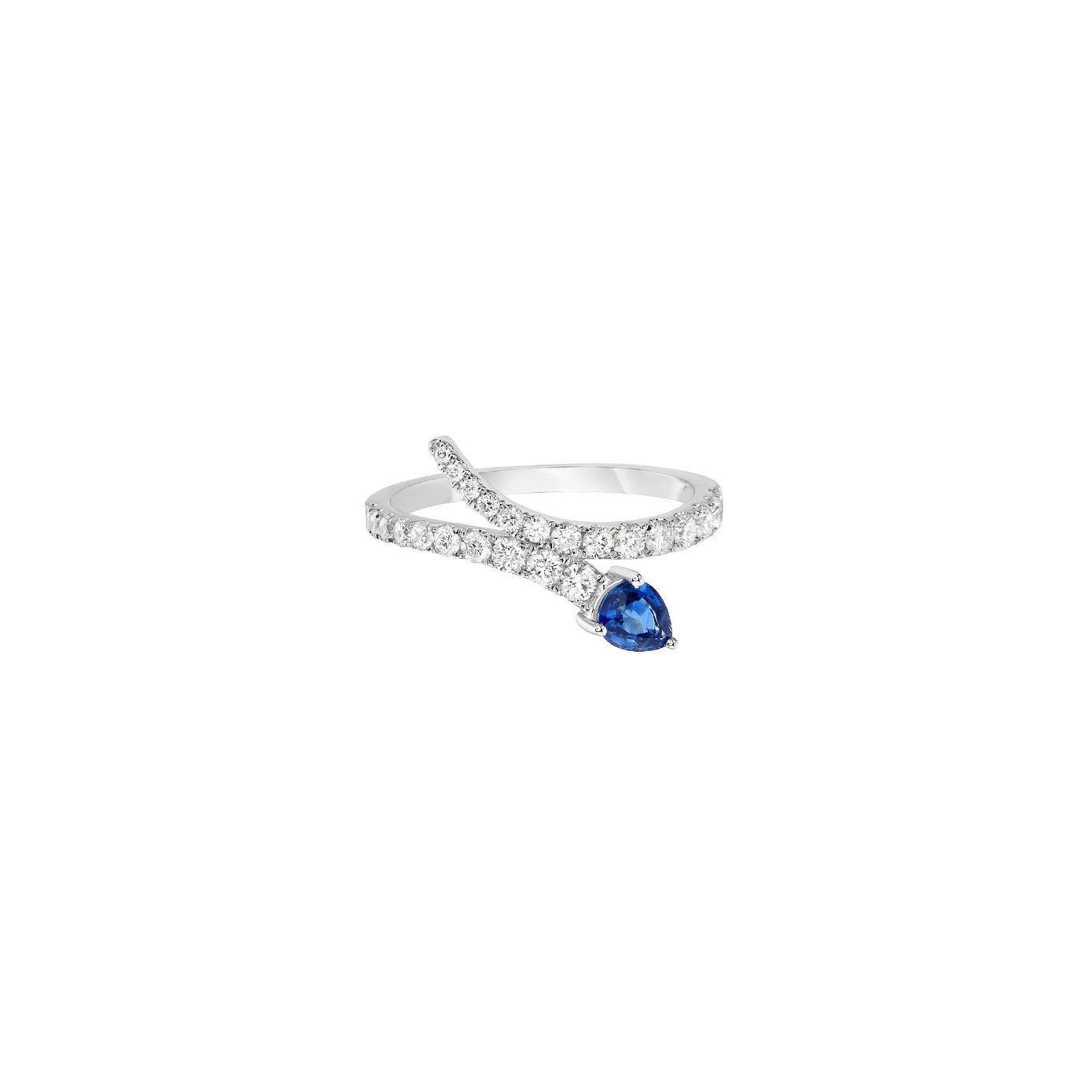14 Karat White Gold Serpent Bypass Band With Blue Sapphire And Diamond