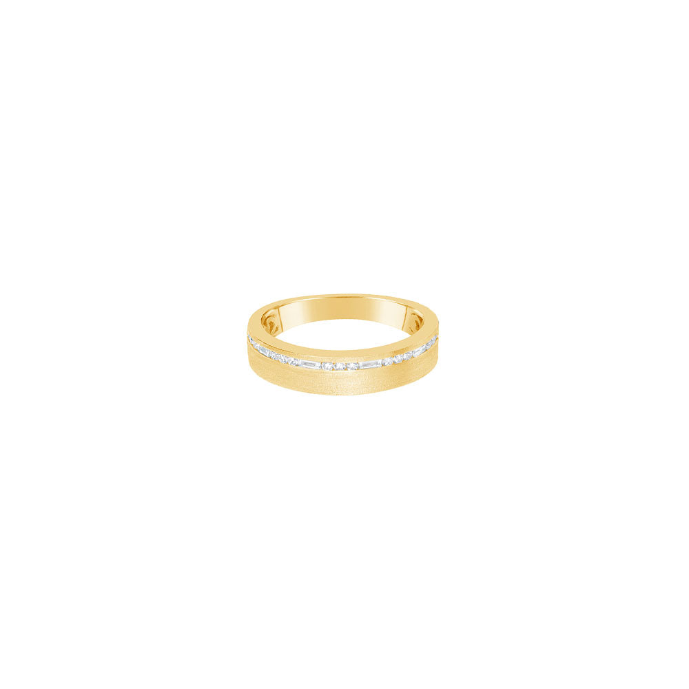 14 Karat Yellow Gold Band with Round and Baguette Diamonds