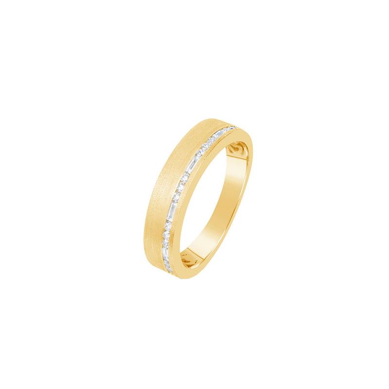 14 Karat Yellow Gold Band with Round and Baguette Diamonds