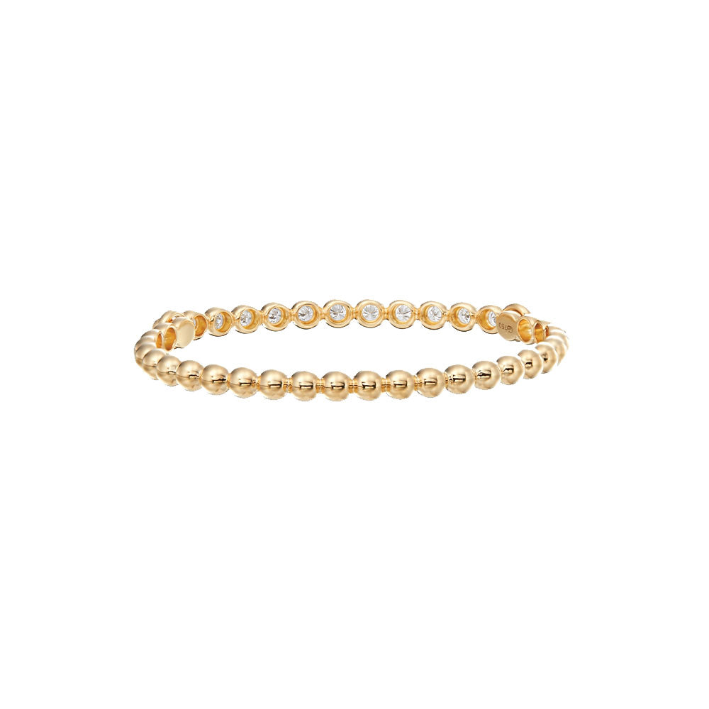 18 Karat Yellow Gold Nutmeg Bangle with Diamonds