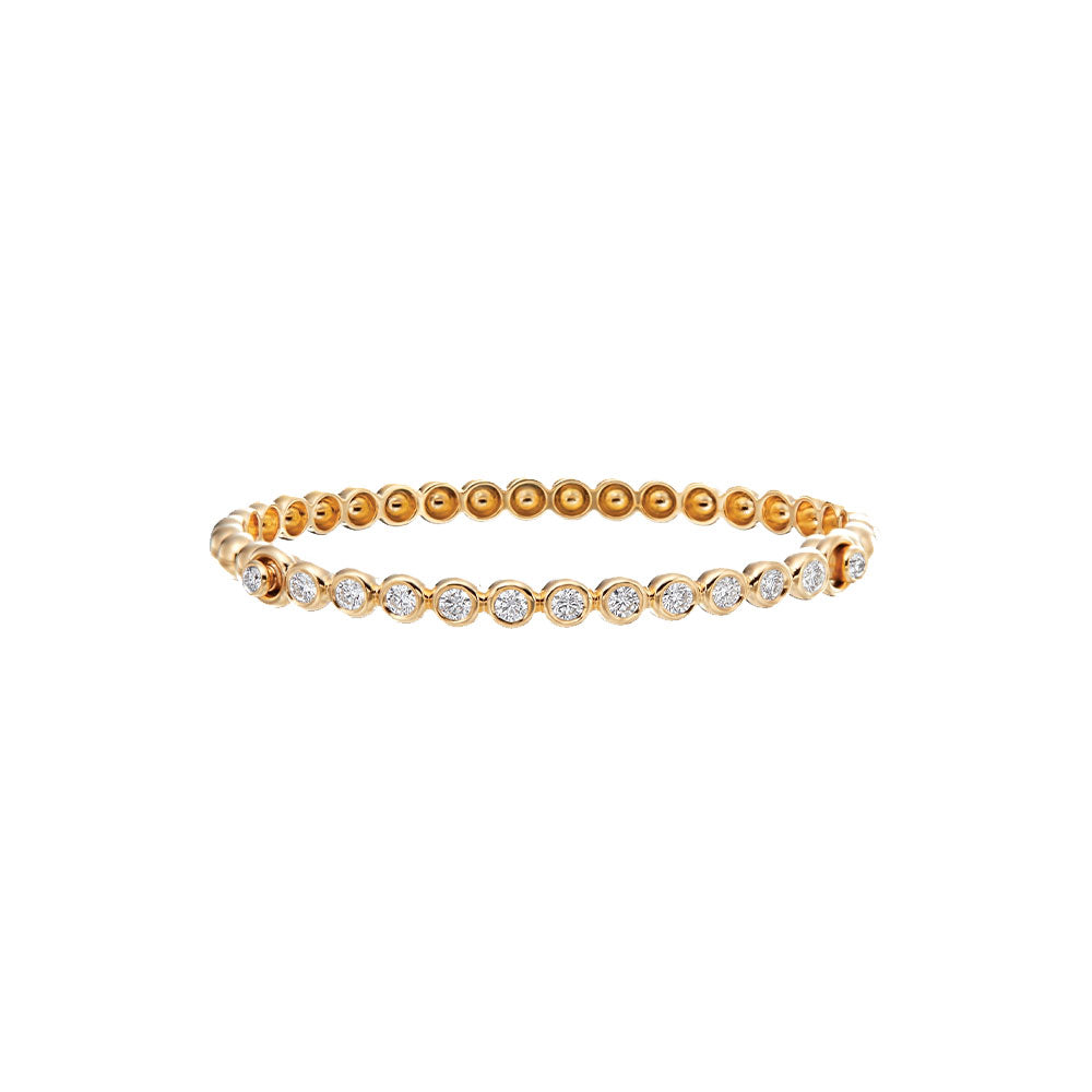 18 Karat Yellow Gold Nutmeg Bangle with Diamonds