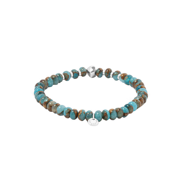 Sterling Silver Mens Bracelet With Blue and Gold Jasper Beads And Sterling Silver Nuggets