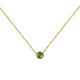 14 Karat Two-Tone Halo Necklace With A Green Amethyst And Diamonds