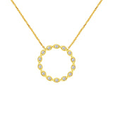 14 Karat Yellow Gold Halo Necklace With Diamonds