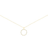14 Karat Yellow Gold Alternate Halo Necklace With Diamonds
