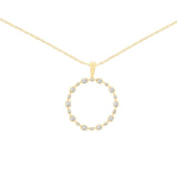 14 Karat Yellow Gold Alternate Halo Necklace With Diamonds