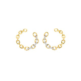 14 Karat Yellow Gold Link Earring With Diamonds