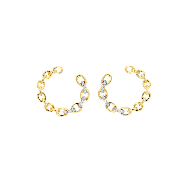 14 Karat Yellow Gold Link Earring With Diamonds