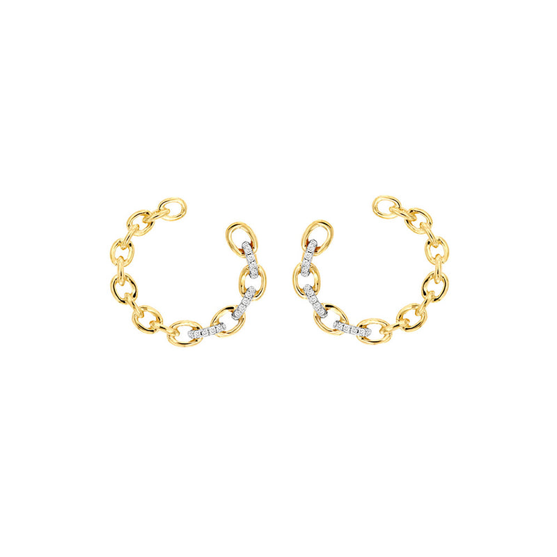 14 Karat Yellow Gold Link Earring With Diamonds