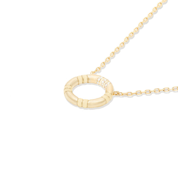 14 Karat Yellow Gold The Crew Small Diamond Circle Necklace