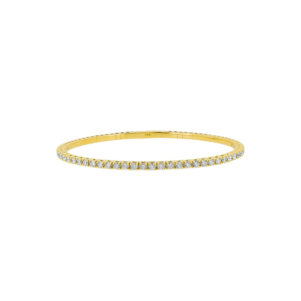 14 Karat Yellow Gold Flexible Bangle with Diamonds