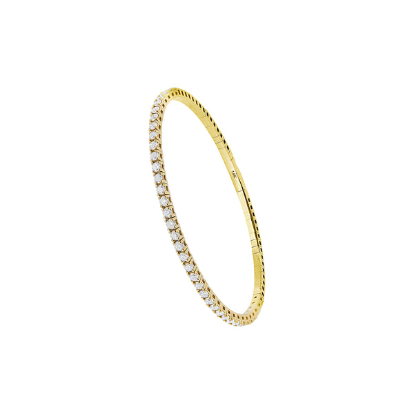 14 Karat Yellow Gold Flexible Bangle with Diamonds