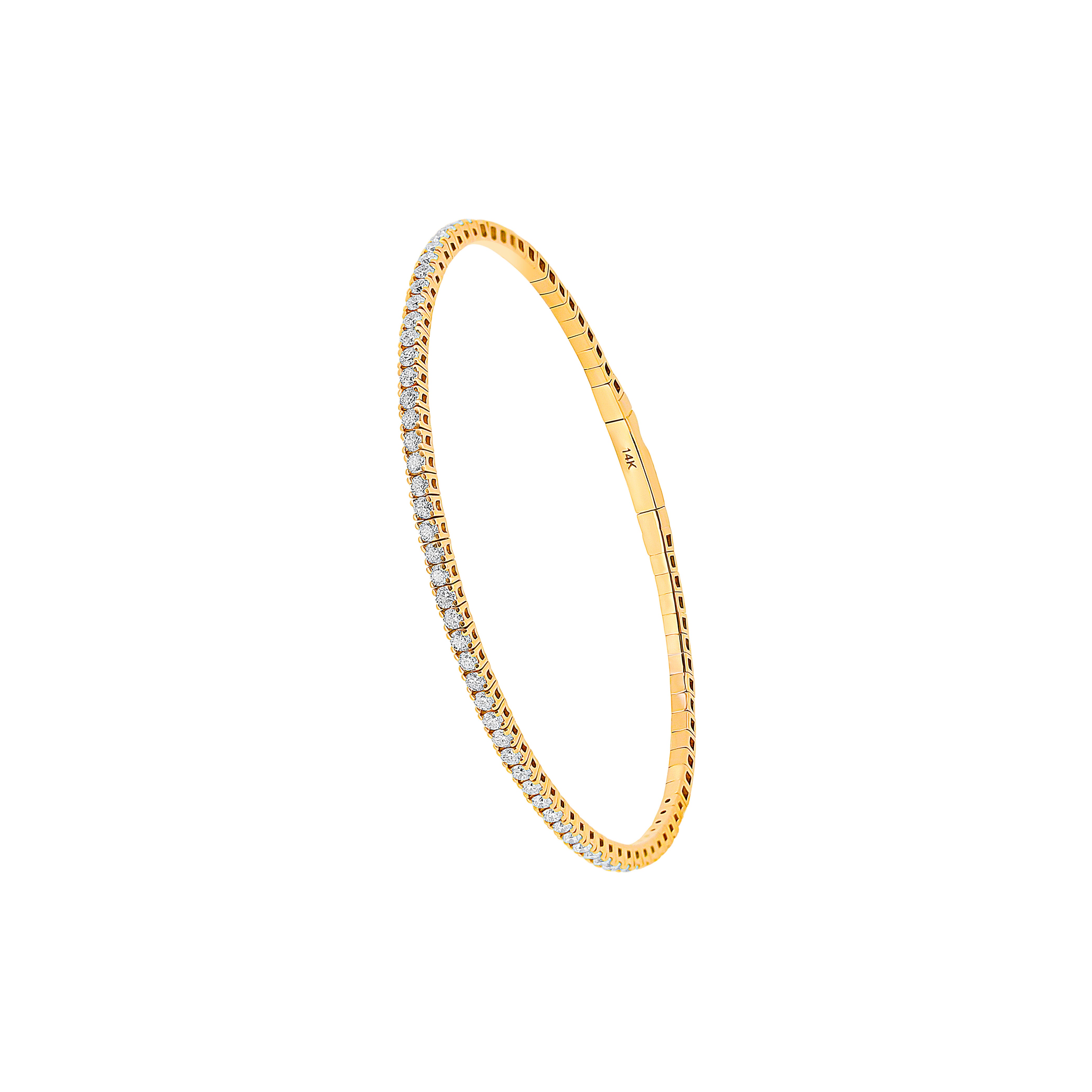 14 Karat Rosé Gold Flexible Bangle with Diamonds