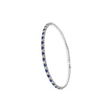 14 Karat White Gold Flexible Bangle with Sapphires and Diamonds