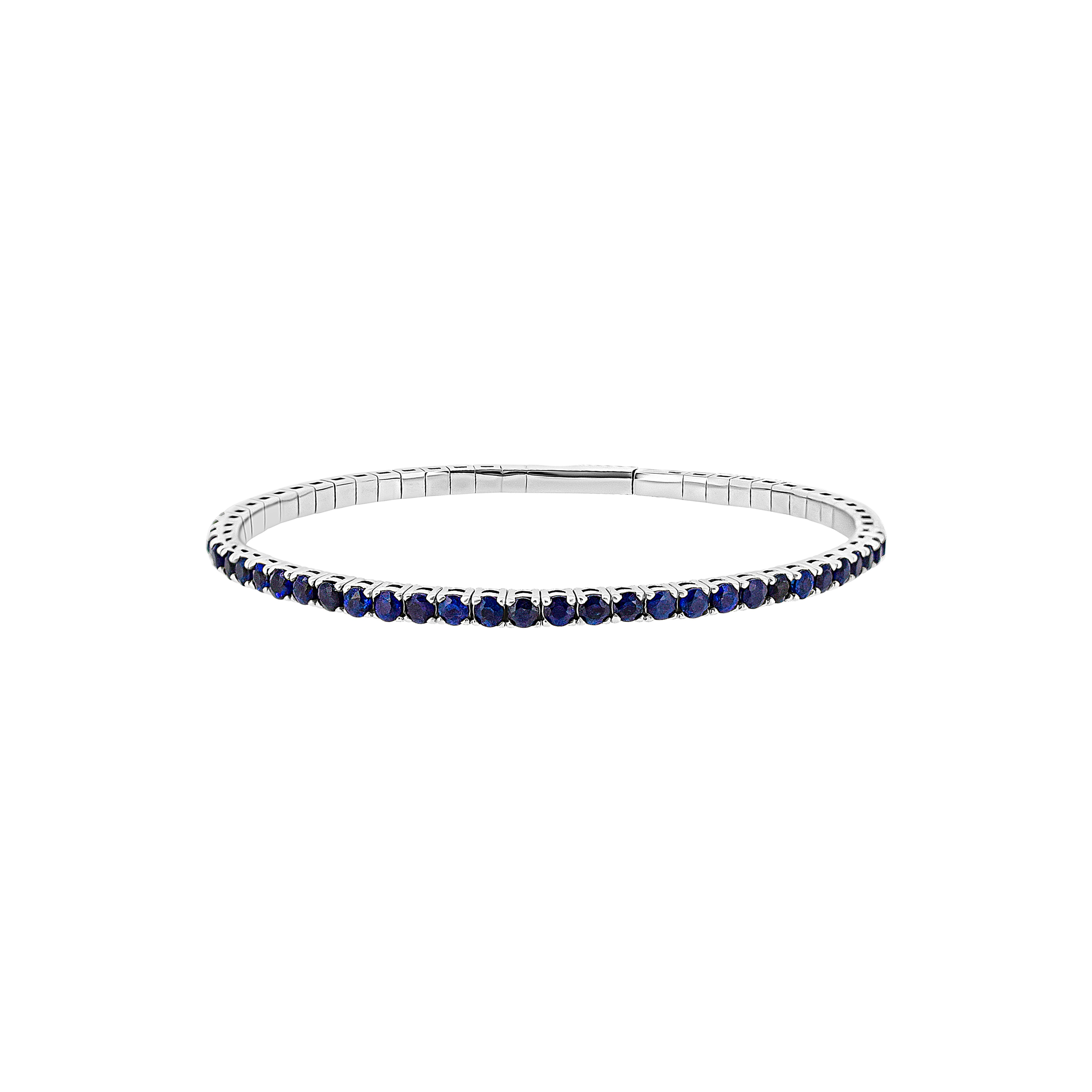 14 Karat White Gold Flexible Bangle with Sapphires