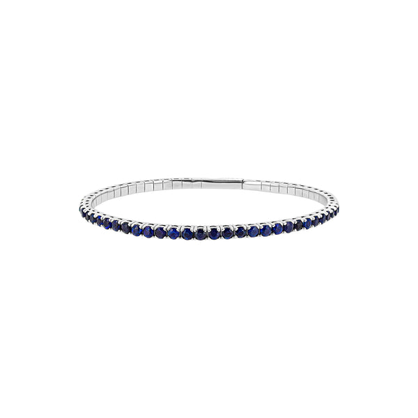 14 Karat White Gold Flexible Bangle with Sapphires