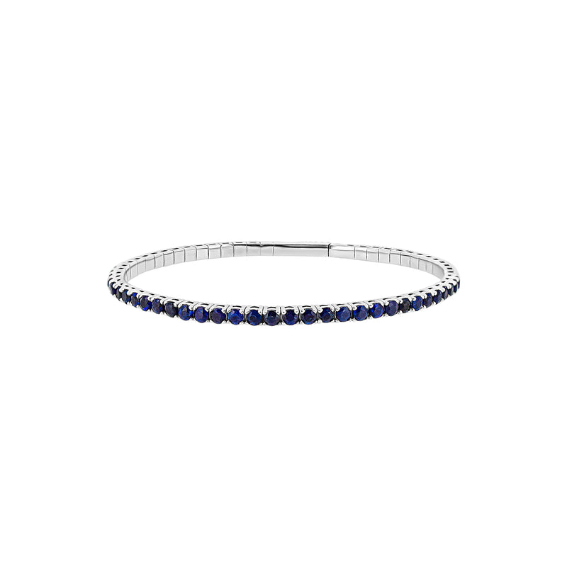 14 Karat White Gold Flexible Bangle with Sapphires