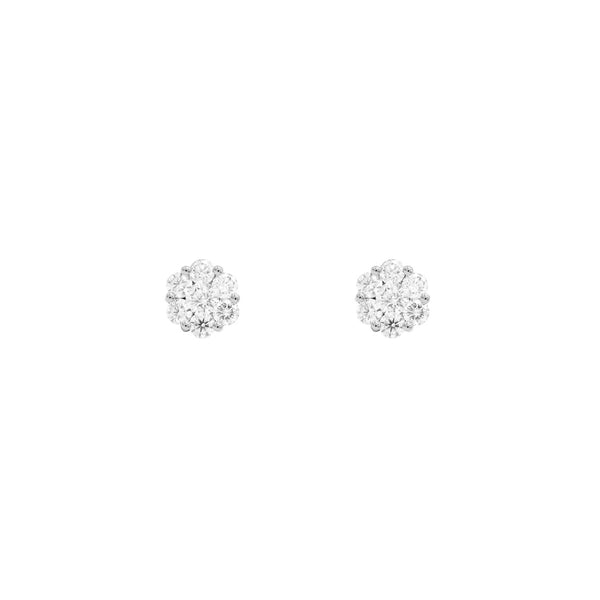 18 Karat White Gold Flower Stud diamond Earrings