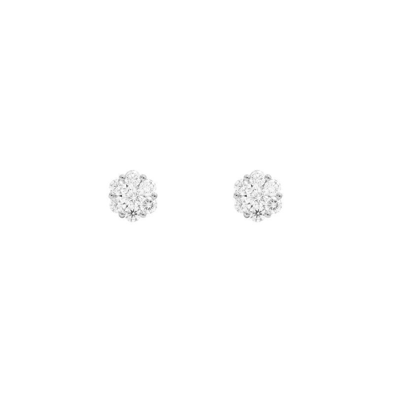 18 Karat White Gold Flower Stud diamond Earrings