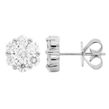 18 Karat White Gold Flower Stud diamond Earrings