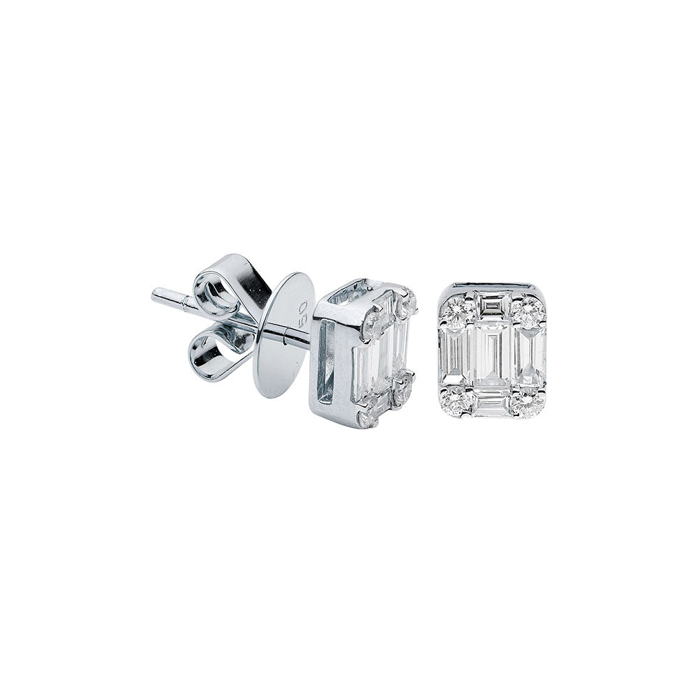 18 Karat White Gold Diamond Cluster Stud Earrings
