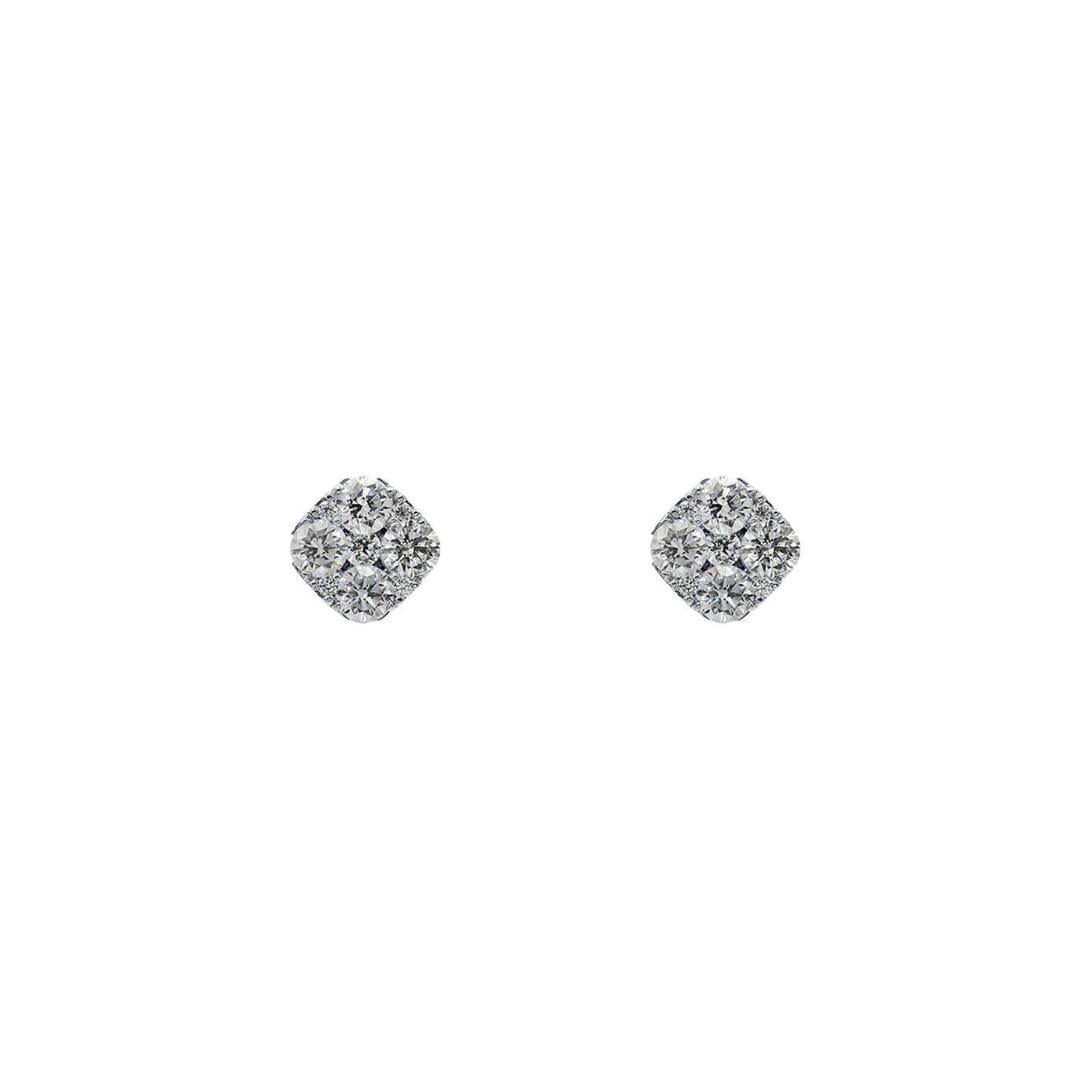 18 Karat White Gold Cluster Diamond Earrings